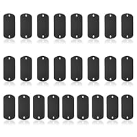PATIKIL 25 Stück Metall Stanzrohlinge, Rechteckige Stanzplatten Rohlinge Aluminiumplatte DIY Namensschilder 5x3cm Metallgravur Rohlinge 2 Löcher für Lasergravur, Schwarz