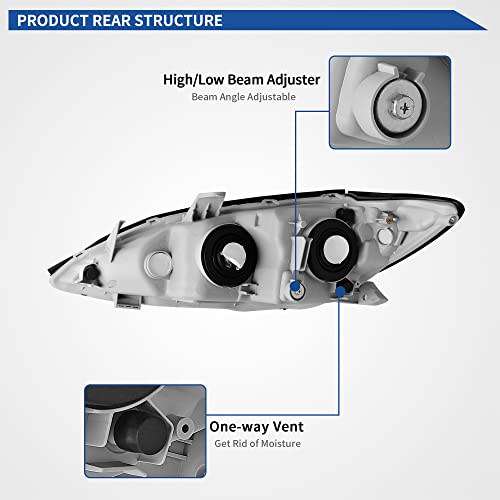 Image of OEDRO Headlight Assembly Compatible with 2005 2006 Camry 05 06 Headlamp with Amber Reflector Clear Lens Chrome Housing