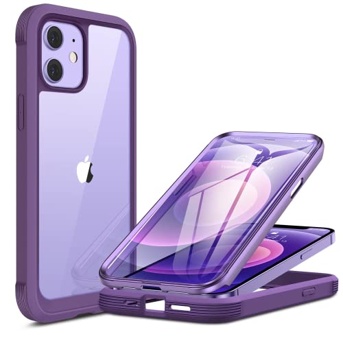 Coque iPhone 12 / 12 Pro Miracase 360 violette avec protection écran verre