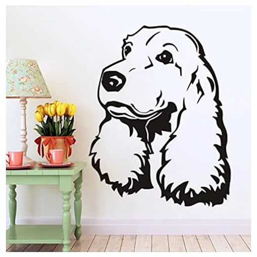 Cocker Spaniel avtagbar väggdekal söt valp hund sovrum väggmålning vinylklistermärke husdjur väggklistermärke för vardagsrum hundar huvudmålning 34 x 44 cm