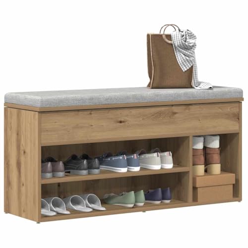 Zapatero de roble Artisan con asiento moderno y acabado de madera premium 4