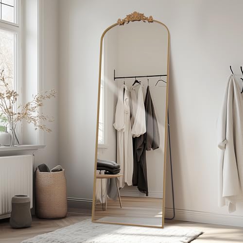 Melodieux 64"x21" Arched Full-Length Mirror - Freestanding or Wall-Mounted, Vintage Carved Gold Metal Frame for Bedroom, Living Room & Entryway by Melodieux - Image 7