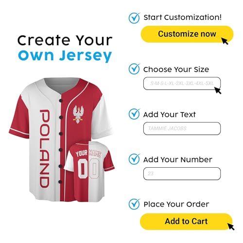 Camiseta de béisbol personalizada Polonia - Camisetas deportivas con nombre y número, uniforme de sóftbol para hombres y mujeres miniatura 7