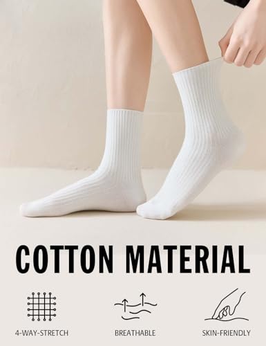 ACCFOD Womens Cute Aesthetic Crew Socks, Casual Lightweight Neutral Cotton Slouchy Socks for Women2