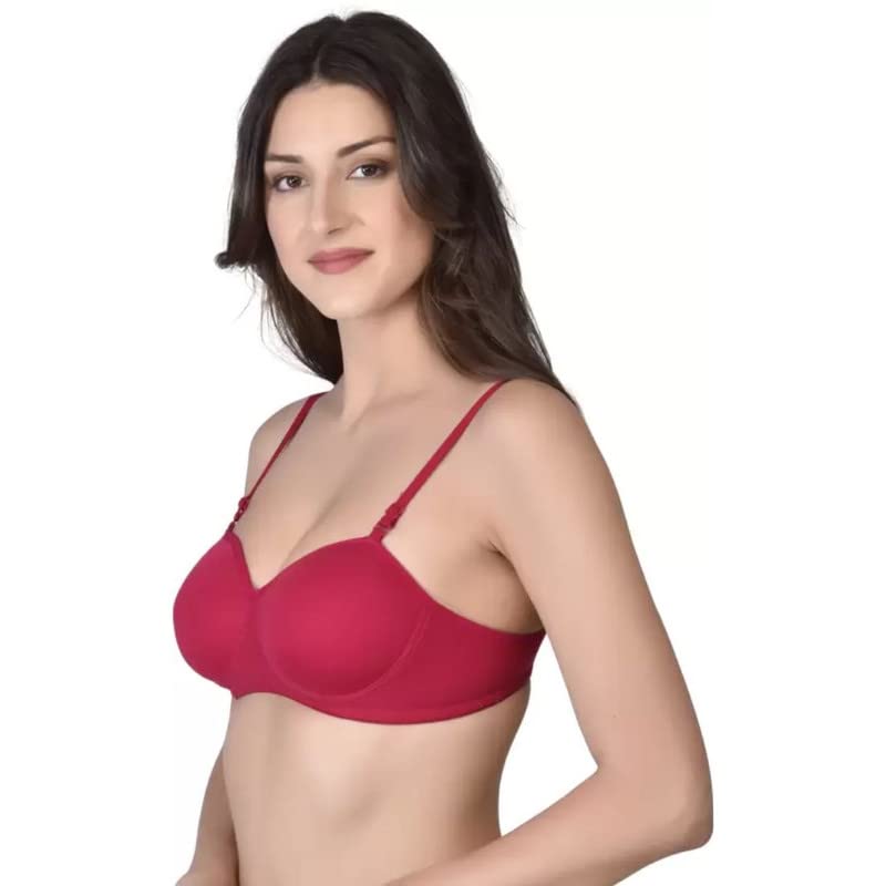 Image of Women's Cotton Lightly Padded Non-Wired T-Shirt Bra Pack of 2 (Reg HC-P2 Multicolor 30)