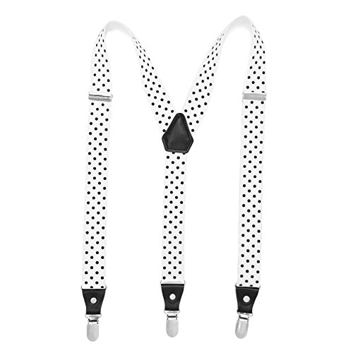 Ferrecci Unisex White W Black Dot Clip On Suspsenders #TOP13