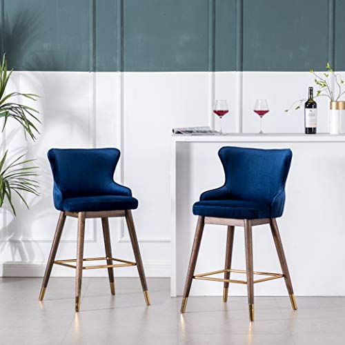 Roundhill Furniture Bancos de Altura para Barra Tapizados en Tela Modelo PC311BU, Set de 2, Azul miniatura 2