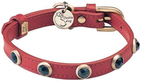 Onyx Pebbie Red Leather Dog Collar - Size: XS