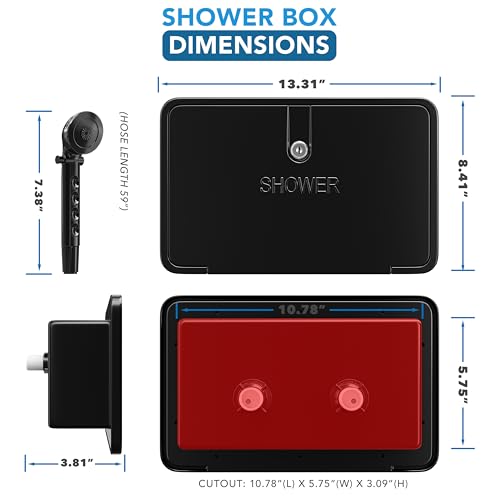 Image of RV Exterior Shower Box Kit ABS Hose Camper Trailer Cowboy Shower (Black)