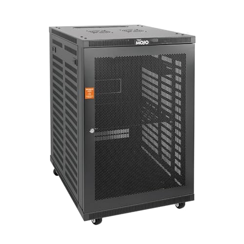 Tecmojo 18U Wall Mount Rack,18U Rack 23.6 Inch Depth,Hold Up to 176 Lbs,Server Rack with Casters,Enclosed Network Cabinet Kit for 19 Inch Network,Server and AV Gear,Mesh Door(Elite Collection)