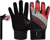 RDX Gym Weight Lifting Gloves, Workout Fitness Bodybuilding Competition Powerlifting Gloves, Exercise Wrist Support Strength Training, Men Women Home Gym (Red, L)