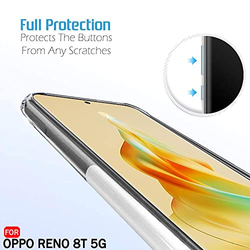 Image of TheGiftKart Best Camera Protection Back Cover Case for Oppo Reno 8T 5G | Ultra Clear Soft Case | Inbuilt Dust Plugs & Anti-Slip Grip | Slim & Protective Back (Silicone | Transparent)