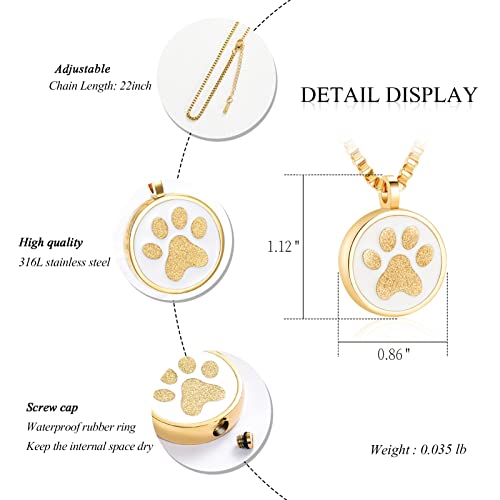 XSMZB Pet Paw Print Cremation Jewelry Urn Necklace for Ashes Round Dog Tag Ashes Keepsake Pendant Funeral Memorial Necklace2