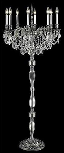 Reynard Pewter Traditional 8-Light Floor Lamp Heirloom Handcut Crystal in Crystal (Clear)-7827FL24PW-RC-24" W/D