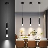 KERHENE Black Modern Pendant Light Kitchen Island, 3 Colors Adjustable Black Pendant Light, LED Mini