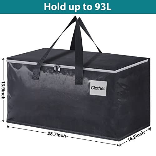 Moving Boxes Heavy Duty Moving Bags with Strong Zippers and Handles Collapsible Moving Supplies, Storage Totes for Packing & Moving Storing 93L,8-Pack