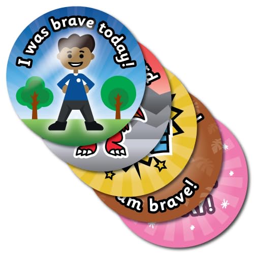 Bravery Stickers, 150pcs on 5 A4 sheets, 32mm size. Teacher Stickers