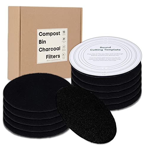 Perfnique Compost Bin Charcoal Filters, 12 Pack Filter Replacement for