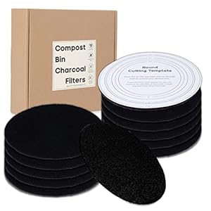 Perfnique Compost Bin Charcoal Filters, 12 Pack Filter Replacement for Compost Bucket, Kitchen Compost Bin Countertop Filters, Longer Lasting Activated Carbon Filters for Kitchen Pail Composter