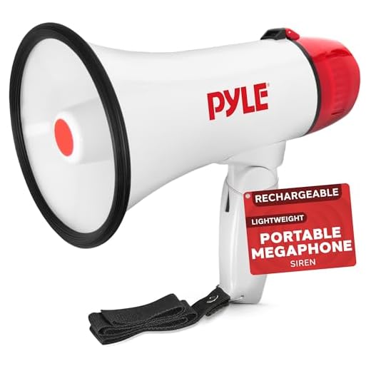 Pyle megafono, Portatil, 20V, Volumen ajustable, Pequeño, Control con sirena incorporada, Alcance de 800 yardas, Futbol americano, Baseball, Hockey, Entrenadores, Porristas, Simulacros de seguridad