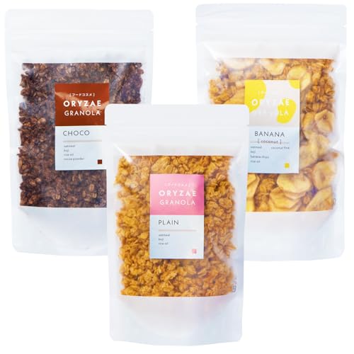 オリゼ 米麹 グラノーラ 200g×3種セット 糖質オフ 砂糖不使用 無添加 【国内製造】甘味料不使用 グルテンフリー 低GI おきかえ シリアル オートミール ORYZAE (プレーン/チョコ/バナナココナッツ)