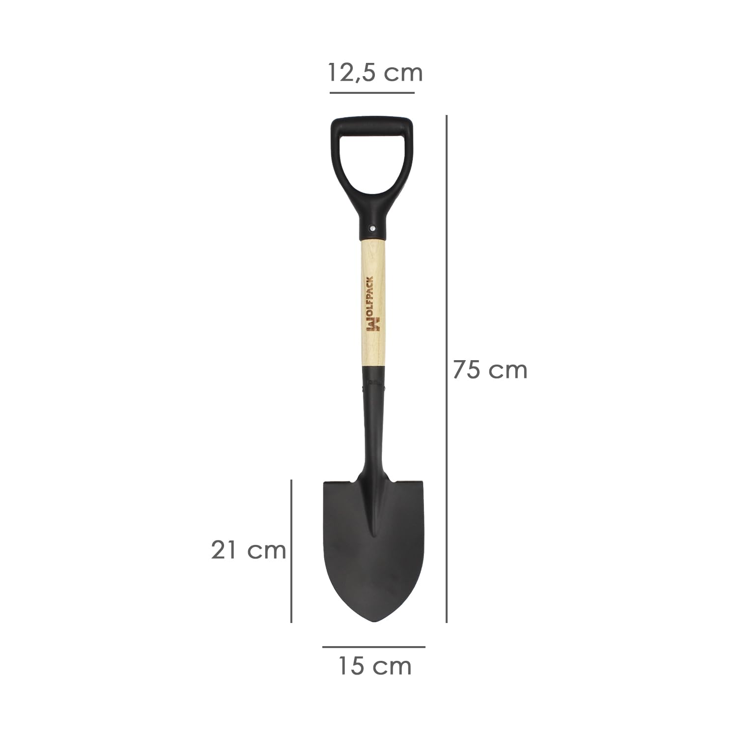 Pala pequeña mango madera punta mango anilla 75 cm. minipala, pala jardineria,transplantes, camping, montañismo, acampada