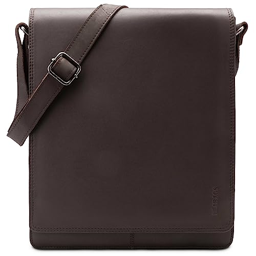 LEABAGS Sac bandoulière pour hommes et femmes | Sac ordinateur portable en cuir véritable 13" | Sac messager avec bandoulière | Sac à main | Sac de travail | Sac de transport | Tan