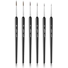 Professional Sable Hair Detail Paint Brush Set - 6 Miniature Art Brushes for Fine Detailing & Art Painting - Acrylic, Watercolor, Oil - Miniatures, Models, Black