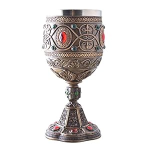 Vogler 708-7089 De Heilige Graal kelk met metalen inzetstuk, wijnkelk, ridder, Excalibur