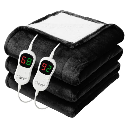 Image of Homemate Heated Electric Blanket Queen Size 84 inchx 90 inch Heating Blanket | Fast Heating with 10 Heating Levels 8 Hours Auto Off Over-Heated Protection Warm Soft Flannel Winter Gifts for Women ETL