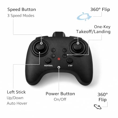Image of Remote Control Quadcopter Airplane Toy with LED Light Rings, One-Key Takeoff Landing, 360 Flip Function, USB Charging