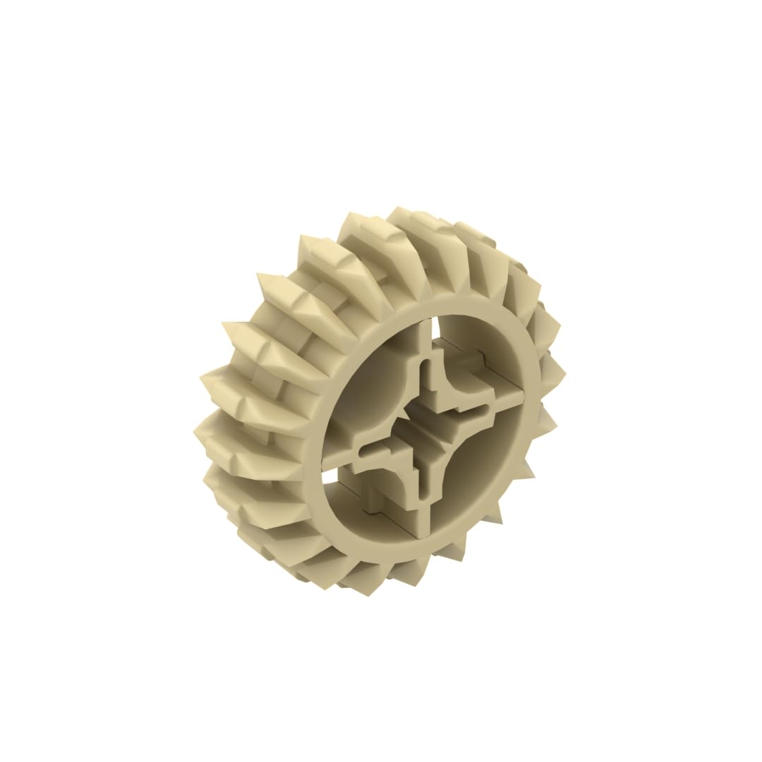 Gobricks 18575 Gear Technic Gear 20 Tooth Double Bevel with Axle Hole Type 1 [+ Opening] 10 Pieces GDS-1103 Compatible with Lego Building Blocks Color:Tan 031