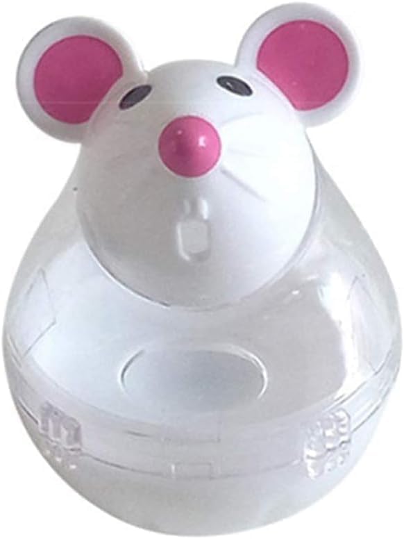 White Interactive Toys for Cats, Cat Treat Toy Feeder Toy Snack Balls Food Dispenser for Treat Mouse Shape Training Toys, Ideal for Exercise and Boredom Relief