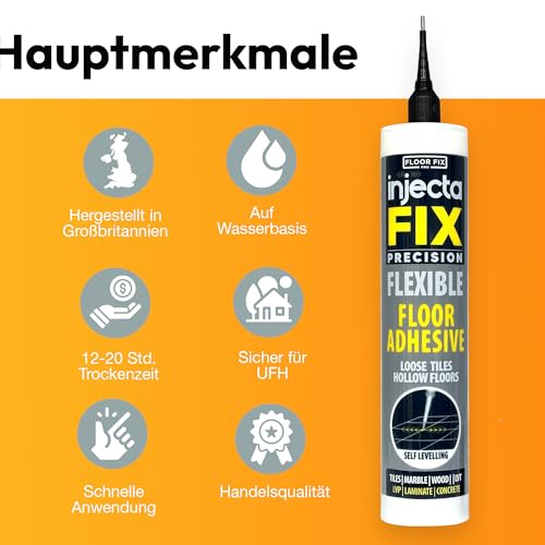 Floor-Fix Pro Injectafix 300 ml – Präzisions-Injektionskleber | Reparatur von losen und hohlen Fliesen | Holz-, Laminat- und Vinylböden | Präzisionsdüse 1,9 mm für unauffällige Reparaturen.