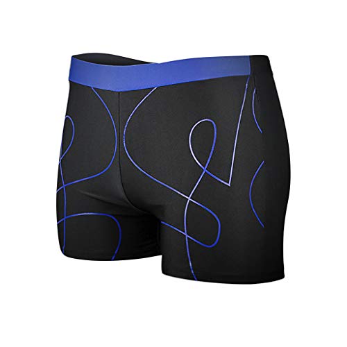 GREFER Men's Swim Trunks Square Boxer Briefs Quick Dry Beach Shorts Surfing Running Swimsuits Blue