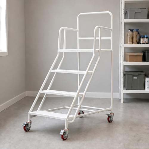 4 Step Rolling Warehouse Step Ladder (880 Lbs Capacity)