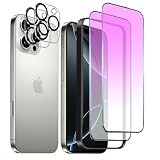 DZHFU iPhone 16pro 用 ガラスフィルム ブルーライトカット 目の疲れを軽減 全面保護フィルム2枚＋レンズフィルム2枚 ガイド枠付き