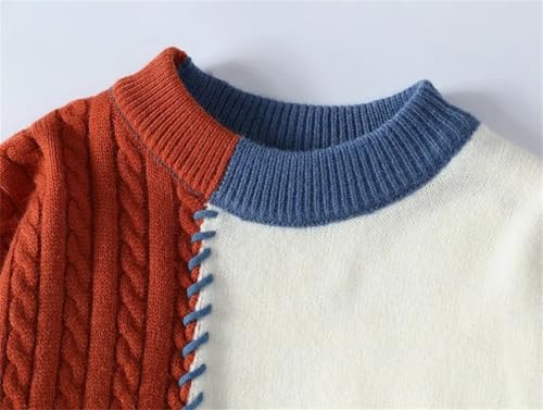 Men Patchwork Knitted Sweater Daily Casual Crew Neck Long Sleeve Pullover3