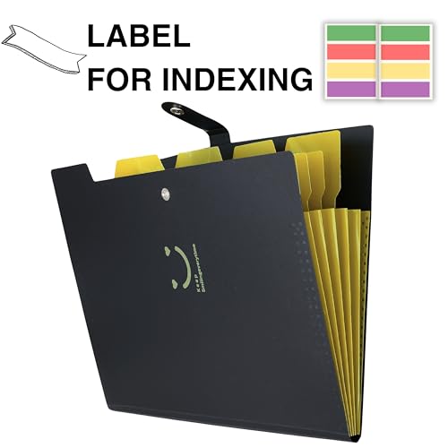 Image of SPS 5 Pocket Expanding File Folder Smile Design - Fits A4 & Letter Size Document Organizer, Accordion File Folders, File Holder for Office, School & Home Use - Yellow (Pack of 2)