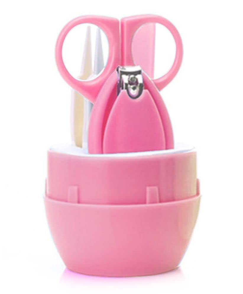 DTR Creation Stylo New Born Baby 4-in-1 Nail Grooming Kit for Baby Manicure Set with Kids Nail Cutter, Tweezer, File, Ear Pick, and Scissors (Pink)-image-36