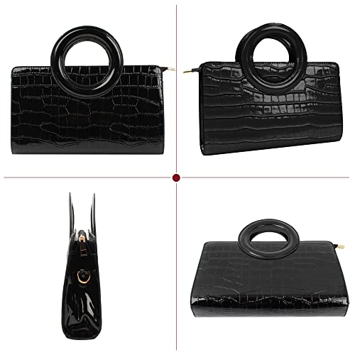 Image of ZLMBAGUS Women Vintage Flap Tote Top Handle Satchel Handbags PU Leather Clutch Purse Shoulder Bag