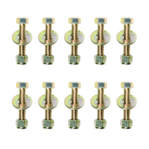 Image of 1 /4 inch x 1 inch Hex Head Bolt by Color Galvanization with Nylon Lock nut and Large Size Washer Assortment Kit,Alloy Steel,Grade 5.(10pcs Pack),by Metalsuberg