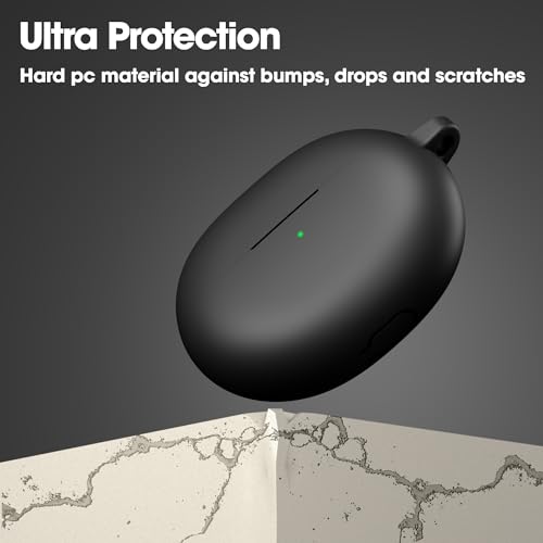 Image of Sounce Silicone Case Cover for Realme Buds Air 5 Pro, Portable Non-Slip Grip & Scratch-Resistant Protector with Carabiner Clip Full Protection Water Resistant, Shockproof Cover - Black