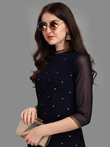 Image of Hritika Women Faux Georgette Sequin Pattern Straight Kurta set (Hrkb0070 Parent)
