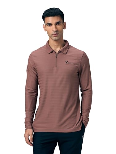 Image of TECHNOSPORT Men's Slim Fit Full Sleeve Polo T-Shirt with Collar, MATPIQ Quick Dry Moisture Wicking Polo Tee for Gym Sports Golf and Casual Wear