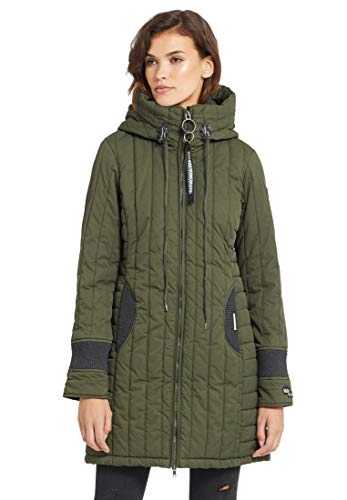 Khujo Jerry Prime 3 - Abrigo para mujer con cordón en la capucha, con cremallera de dos vías verde oscuro S