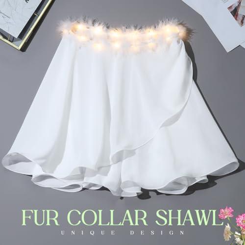 EVILD Women's Shawl Wraps Light Up Evening Dress Capelet Shrug Prom Chiffon Cape2