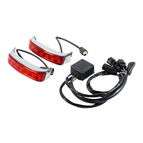 LED Saddlebag Run/Brake/Turn Lamp Fits for Harley Davidson Touring 2014-later FLHTCU, FLHTCUL, FLHTK, FLHTKL, FLTRU and 2016-later FLHTKSE and FLTRUSE models,Chrome Housing/Red Lens