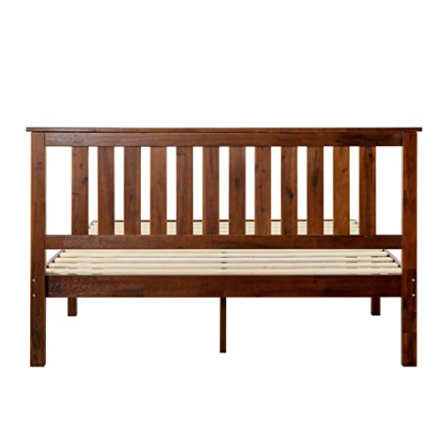 Mellow Marley 14 Inch Solid Wood Platform Bed with Paneled Headboard, Espresso, Queen
