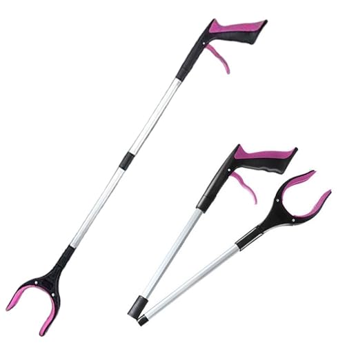 Litter Picker, Magnetic Pick Up Tool Helping Hand Leaf Grabber Garden Stick Rubbish Picking Light Items,Heavy Duty Long Handle Disabled Mobility Reaching Aids,Multi Use Extendable Reach Tool (Purple)